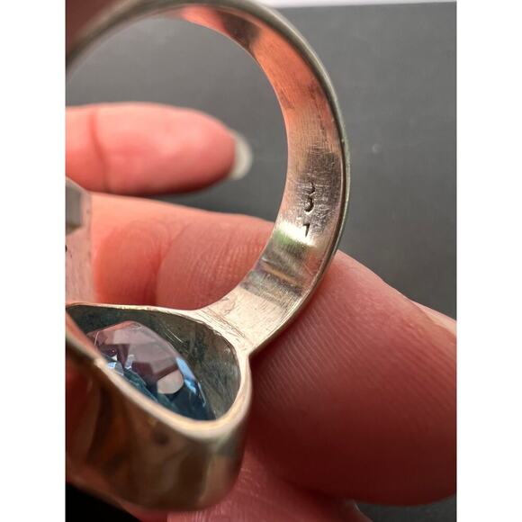 NEW Swiss blue topaz sterling silver ring size 8.5 / 6.64 grams - Picture 7 of 11